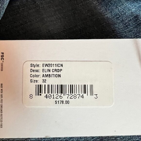 Edwin (Anthropologie) Elin Crop Straight Jeans Women’s 32 Ambition Wash - Picture 9 of 10